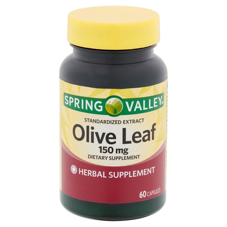 Spring Valley Standardized Extract Olive Leaf Herbal Supplement Capsules, 150 Mg, 60 Count