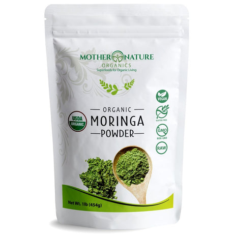 Moringa Powder (Moringa Leaf Powder) | Nature'S Miracle Superfood Supplement | 100% Organic Certified, Raw, Vegan, Gluten-Free & Non-Gmo | 1Lb