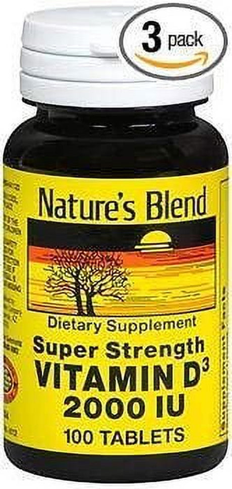 Nature'S Blend Vitamin D3 2000 IU Super Strength - 100 Tablets, Pack of 3