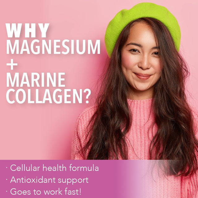 KAL Pretty Magnesium Glowing-Skin Drink | 325Mg Mag Citrate + Marine Collagen | Cellular & Skin Health, 10.7Oz, 70 Serv.