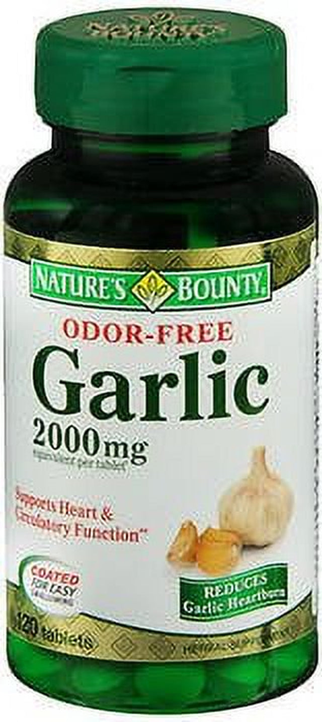 Nature'S Bounty Garlic 200Mg Herbal Supplement, Gluten Free, 120 Ct, 2 Pack