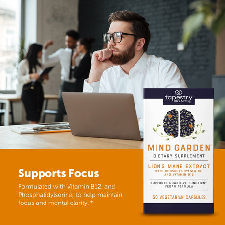 Mind Garden – Cognitive Function and Focus Support – Helps Support Memory - Lion’S Mane Mushroom- Vitamin B12- 60Ct Vegetarian Capsules