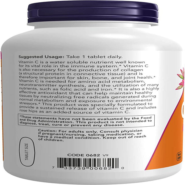 NOW Supplements, Vitamin C-1,000 with Rose Hips, Sustained Release, Antioxidant Protection*, 250 Tablets