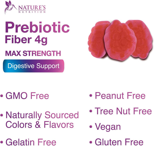 Nature'S Fiber Gummies 4G, Daily Prebiotic Gummy Fiber Supplement, Digestive Health Support - Supports Regularity & Digestion for Adults, Plant Based Soluble Fiber, Non-Gmo - 120 Gummies