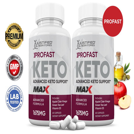 (2 Pack) Profast Keto ACV MAX Pills 1675Mg Alternative to Gummies Dietary Supplement 120 Capsules