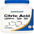 Nutricost Citric Acid 1000Mg (1 Gram), 120 Capsules - Gluten Free, Non-Gmo Supplement