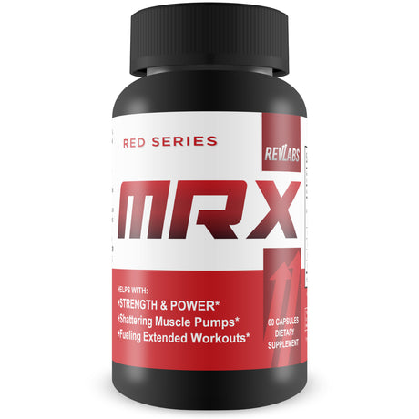 Revlabs - MRX Red Series Nitric Oxide Booster - Helps Increase Strength, Stamina, Endurance, and Power - Pre Workout - 60 Capsules