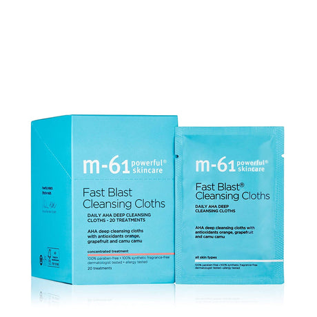 Fast Blast® Cleansing Cloths- 20 Treatments- Daily AHA Deep Cleansing Cloths with Antioxidants Orange & Camu Camu