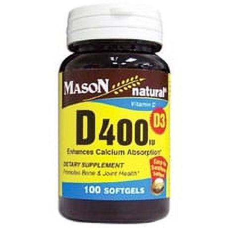 Mason Natural Vitamin D400 Iu Softgels for Bone and Joint Health - 100 Ea, 2 Pack