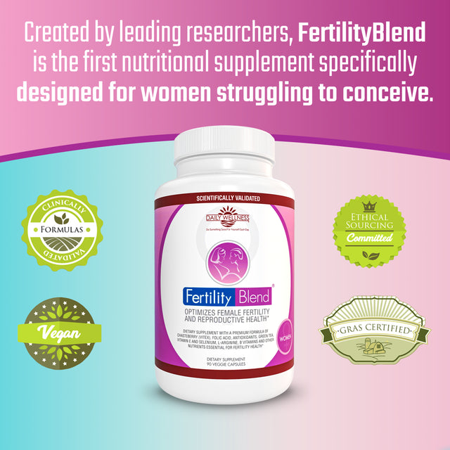 Fertility Blend Fertility Supplements for Women - Natural Fertility Pills Conception Aid, Regulate Hormones and Cycle, Balance Ovulation / Vitex, Folic Acid, Antioxidants 90 Veggie Caps, 30 Day Supply