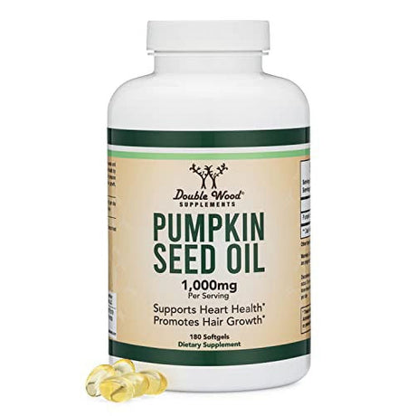 Pumpkin Seed Oil for Hair Growth and Bladder Control (1,000Mg per Serving, 180 Cold Pressed Softgels) Manufactured and Tested in the USA by Double Wood Supplements