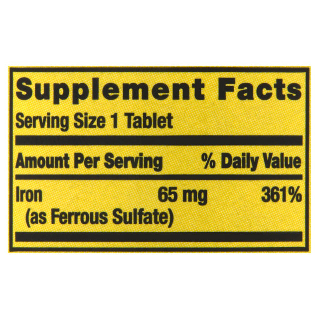 Spring Valley Iron General Wellness Dietary Supplement Tablets, 65 Mg, 100 Count