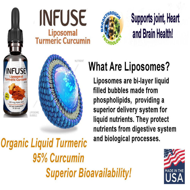 INFUSE – Liposomal Liquid Turmeric Curcumin | 4 Bottle Pack | Superior Absorption, 95% Curcumin, High Potency Organic,With Fulvic Acid, MFD USA