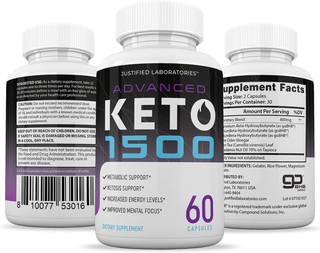 (3 Pack) Advanced Keto 1500 Pills Ketogenic Supplement Includes Gobhb Exogenous Ketones Premium Ketosis Support for Men Women 180 Capsules 3 Bottle