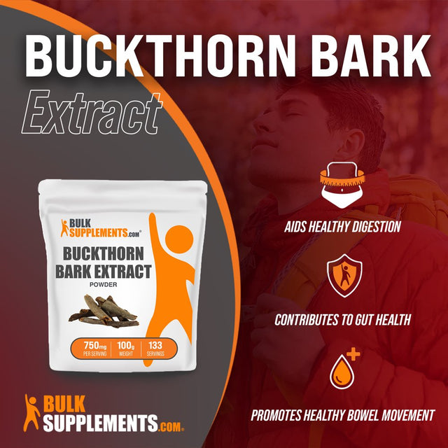 Bulksupplements.Com Buckthorn Bark Extract Powder, 750Mg - Supplements for Digestive Support (100G - 133 Serv)