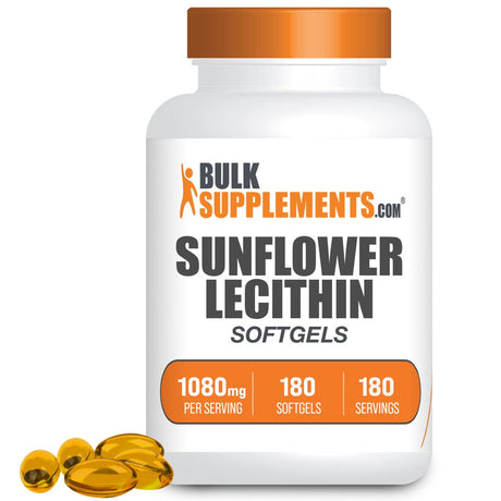 Bulksupplements.Com Sunflower Lecithin Softgels, 1080Mg - Promotes Healthy Skin (180 Softgels - 180 Servings)