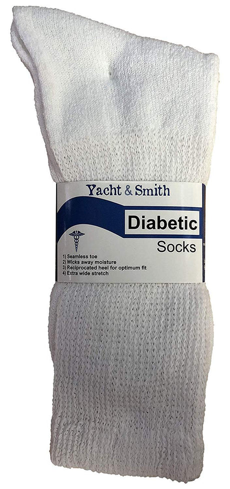 Wholesale Bulk Cotton Diabetic Crew and Ankle Socks, Loose Fit Top Non-Binding Medical Socks