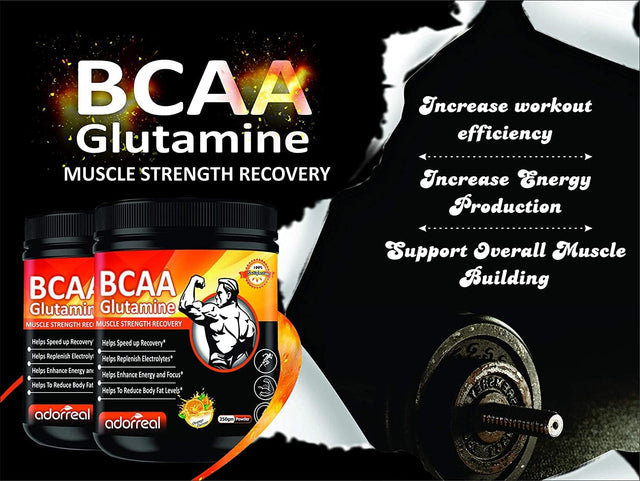 Adorreal BCAA with Glutamine for Muscle Recovery & Endurance BCAA Powder, 10 Grams of Amino Acids, Keto Friendly, Caffeine Free-250Gms