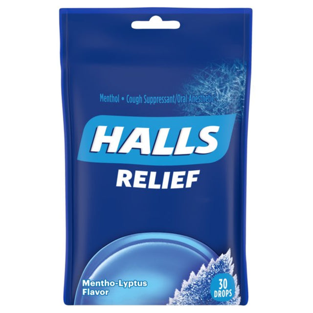 HALLS Relief Menthol Flavor Cough Drops, 30 Drops per Pack ,90 Drops Total (3 Pack)