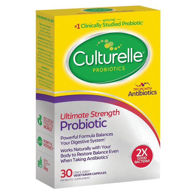 Culturelle Ultimate Strength Probiotic Capsules for Digestive Health for Men and Women, 30 Count