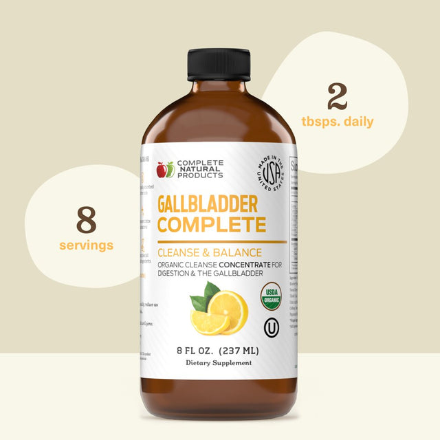 Complete Natural Gallbladder Complete - Liquid Supplement for Gallbladder Support, Liver Cleanse, and Digestive Health with Apple Cider Vinegar, Turmeric, Beet, Digestive Enzymes, Milk Thistle - 8Oz