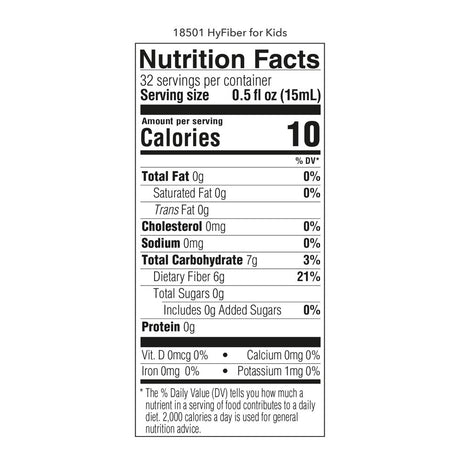 Hyfiber Liquid Fiber for Kids in Only One Tablespoon, Supports Regularity and Softer Stools, FOS Prebiotics for Gut Health, 6 Grams of Fiber, 32 Servings per Bottle