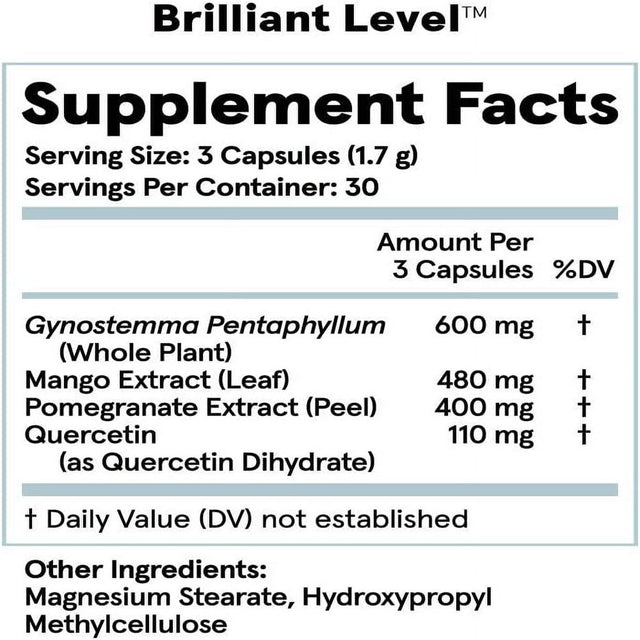 Brilliant Level Glucose Balance Supplement – Natural, Plant-Based Ingredients – Vegan & Gluten Free (90 Capsules)