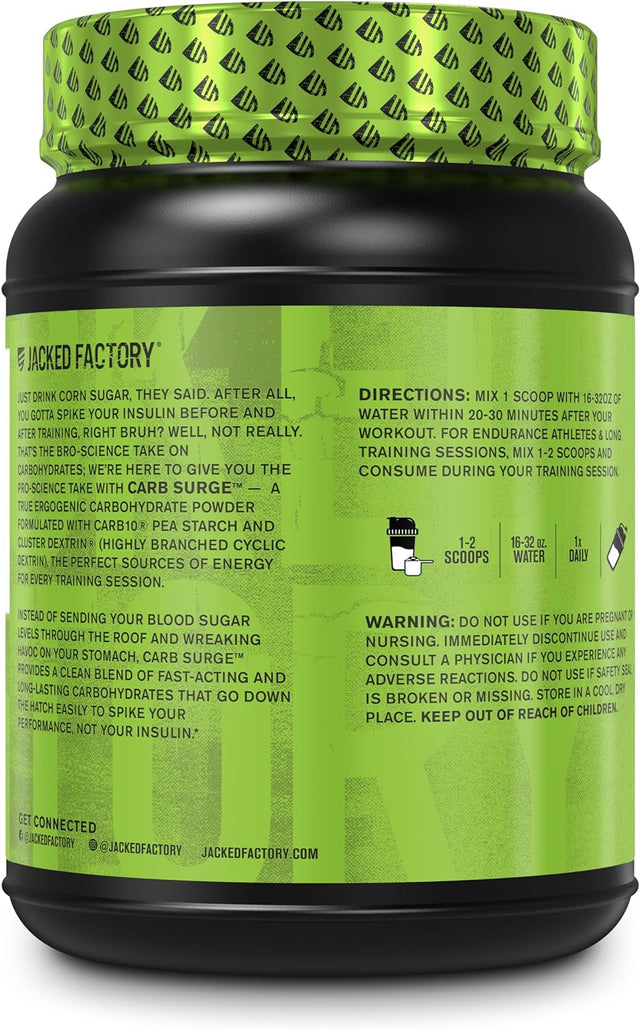 Carb Surge Carbohydrate Powder - Clean Workout Fuel W/ Carb10 Pea Starch & Cluster Dextrin for Enhanced Performance, Lean Muscle Mass, and More - Unflavored, 30 SV