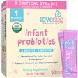 Lovebug Probiotics Organic Infant Probiotic Powder, 0-6 Months, Helps with Colic, Reflux, Diarrhea, Constipation & Gas, 30 Packets