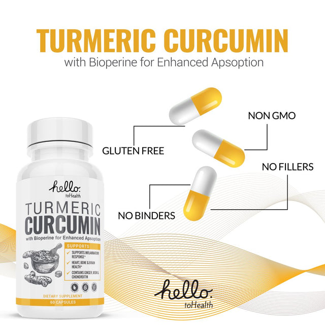 Complete Turmeric Curcumin Capsules - anti Inflammatory Supplement for Joint Health and Support - Turmeric Curcumin with Bioperine for Fast Absorption (60 Dietary Capsules)