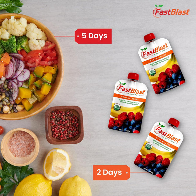 Fastblast Banana-Berry Smoothie - USDA Certified Organic & Research-Backed for Intermittent Fasting Support - Vegan, Gluten-Free, Non-Gmo, Kosher - Delicious & Satisfying