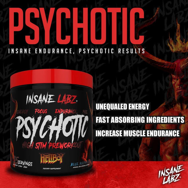 Insane Labz Hellboy Edition, High Stimulant Pre Workout Powder and NO Booster with Beta Alanine, L Citrulline, and Caffeine, Boosts Focus, Energy, Endurance, Nitric Oxide Levels, 35 Srvgs