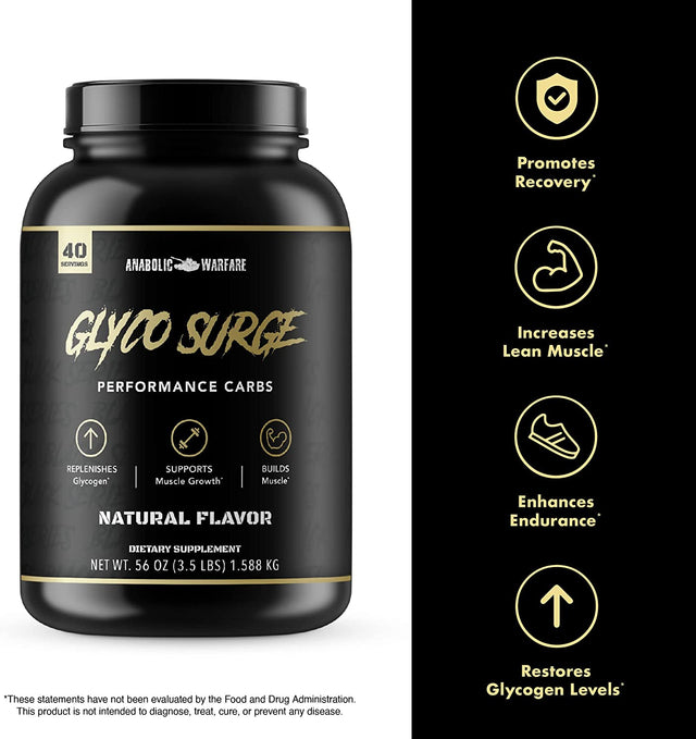 Anabolic Warfare Glyco Surge Glycogen Supplement Performance Carbs to Help Lean Muscle Growth, Post Workout Recovery and Endurance* (Natural - 40 Servings)