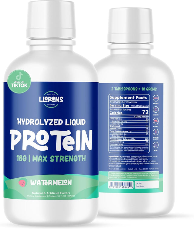 Medical Grade Liquid Hydrolyzed Protein Max Strength - Supports Wound Healing and Doctor Recommended- No Carbs, Zero Sugars & Ready to Drink Liquid Protein Drink (Watermelon, 30 Fl Oz)