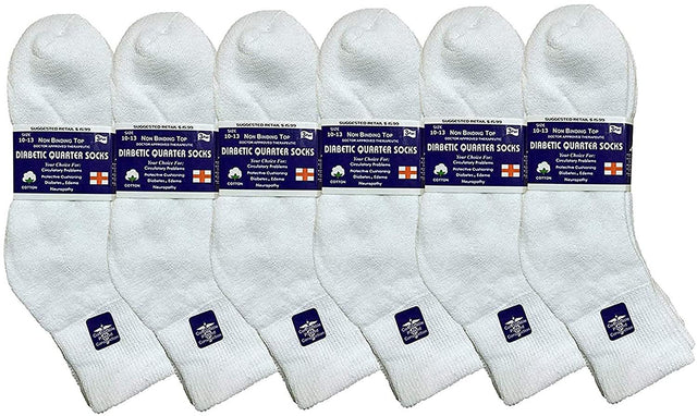 Yacht & Smith Value Pack of Diabetic Nephropathy and Edema Ankle Socks for Men and Women, Ring Spun Cotton (White - 6 Pairs, 13-16)