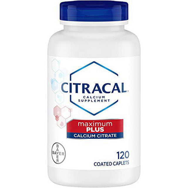 Citracal Maximum Plus, Highly Soluble, Easily Digested, 650 Mg Calcium Citrate with 1000 IU Vitamin D3, Bone Health Supplement for Adults, Caplets, 120 Count