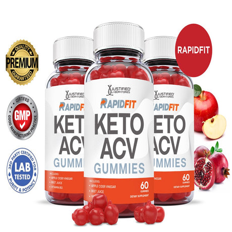 (3 Pack) Rapidfit Keto ACV Gummies 1000MG Dietary Supplement 180 Gummys