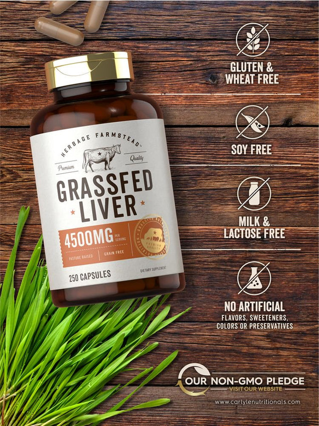 Grassfed Beef Liver | 4500Mg | 250 Capsules | by Herbage Farmstead