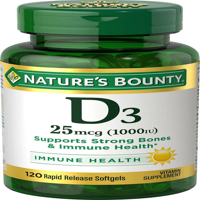 Nature'S Bounty Vitamin D3 1000 IU Softgels for Bone & Immune Support, 120 Ct