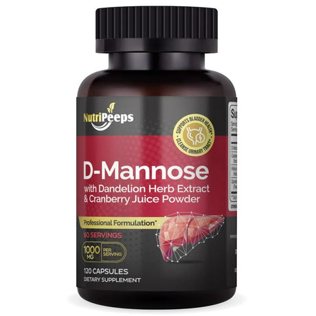 Nutripeeps D-Mannose Cranberry Extract, Unisex Urinary Tract Detox & Liver Support, 120 Veg Caps