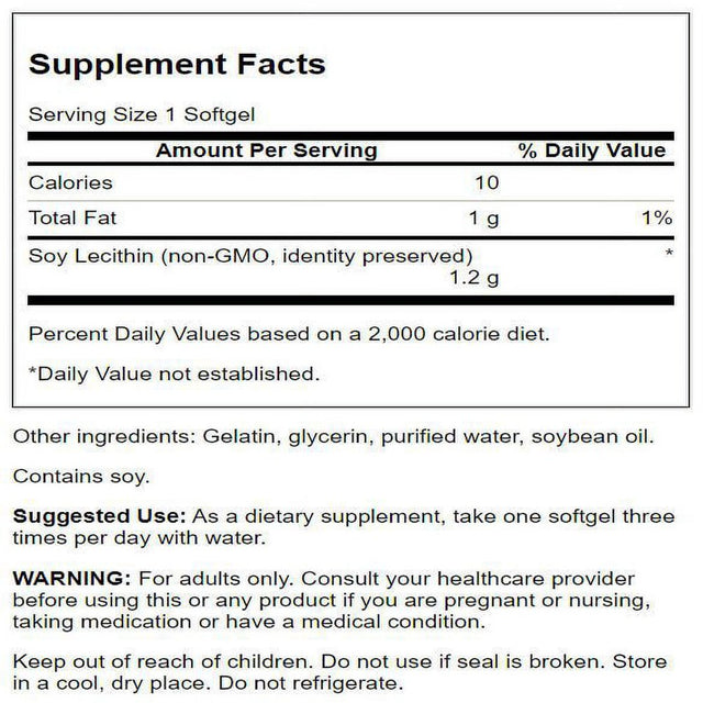 Swanson Soy Lecithin Non-Gmo 1200 Mg 180 Softgels