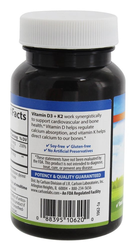 Carlson Labs - Vitamin D3 + K2 - 120 Capsules