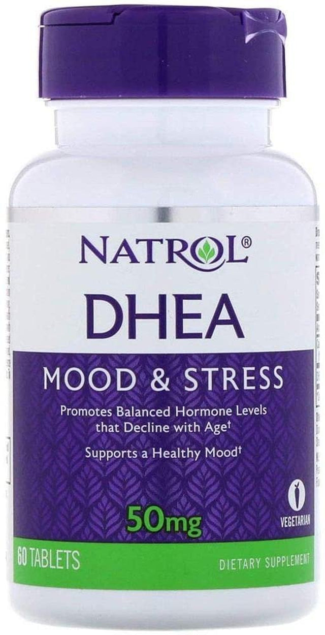 Natrol Dhea Mood & Stress 50Mg, Vegetarian Dietary Supplement, 60 Ct