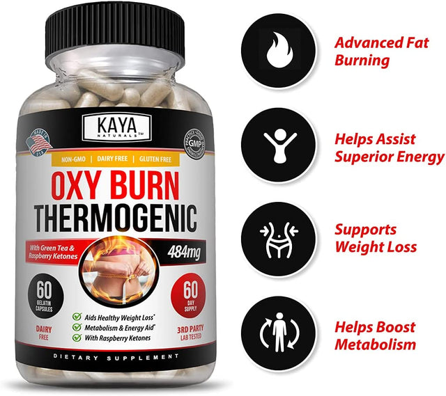 Kaya Naturals Oxy Burn - Weight Loss Pills for Women & Men - Appetite Suppressant Supplement - Supreme Fat Burner - Powerful Thermogenic Diet Pills - Natural Energy Boost - 60 Count