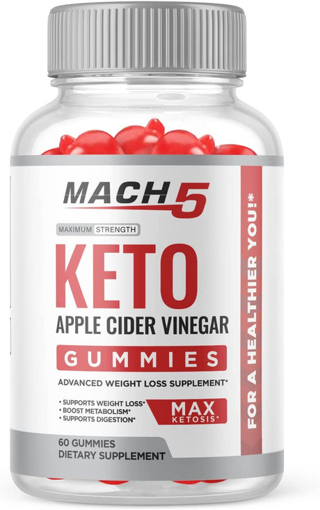 (1 Pack) Mach 5 Keto ACV Gummies - Supplement for Weight Loss - Energy & Focus Boosting Dietary Supplements for Weight Management & Metabolism - Fat Burn - 60 Gummies