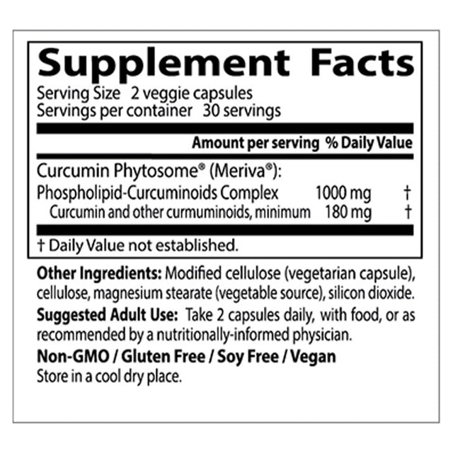 Doctor'S Best Curcumin Phytosome with Meriva, Non-Gmo, Vegan, Gluten Free, Soy Free, Joint Support, 500 Mg 60 Veggie Caps