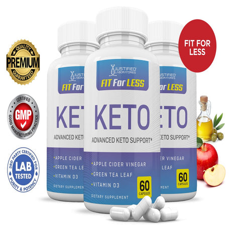 (3 Pack) Fit for Less Keto ACV Pills 1275Mg Alternative to Gummies Dietary Supplement 180 Capsules