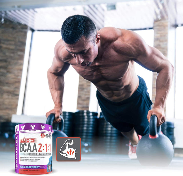 FINAFLEX Pure BCAA 2:1:1, Blue Raspberry - 9.7 Oz - Promotes Strength, Recovery & Performance - with 2:1:1 Ratio of Leucine, Isoleucine & Valine + Vitamin C - 30 Servings