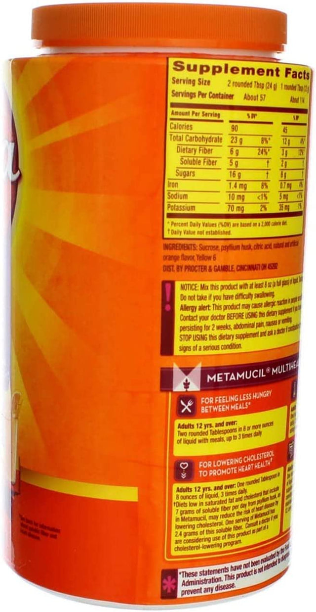 With 100% Natural Psylluim Fiber, Orange, 48.2-Ounce Bottle (Pack of 2)