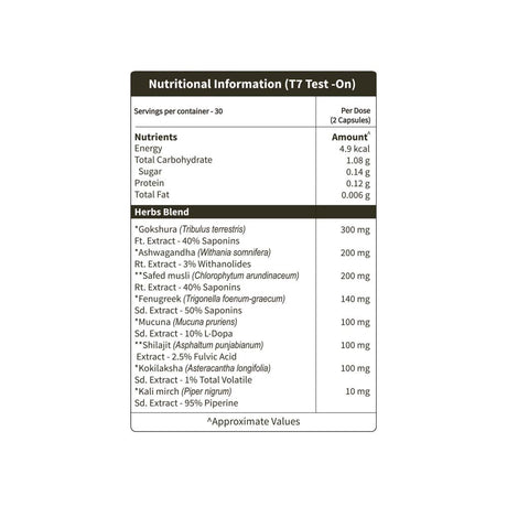 Neuherbs Ayurvedic T7 Test on [Approved by Ministry of Ayush] (Testosterone Booster for Men) with Shilajit, Ashwagandha, Gokshura Etc for Muscle Growth, Strength, Stamina & Vitalit